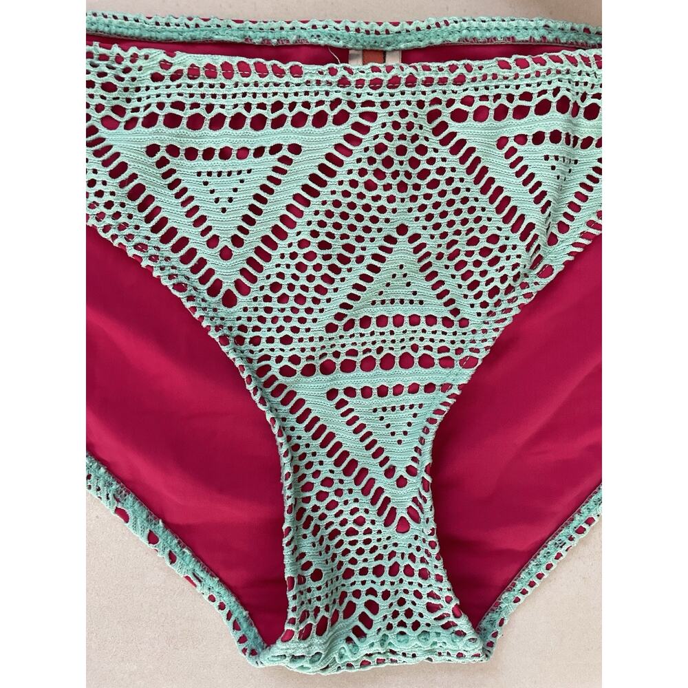 Apollo Swim Bikini Swimsuit Color Block Mesh Plunge Swimwear - Picture 4 of 11